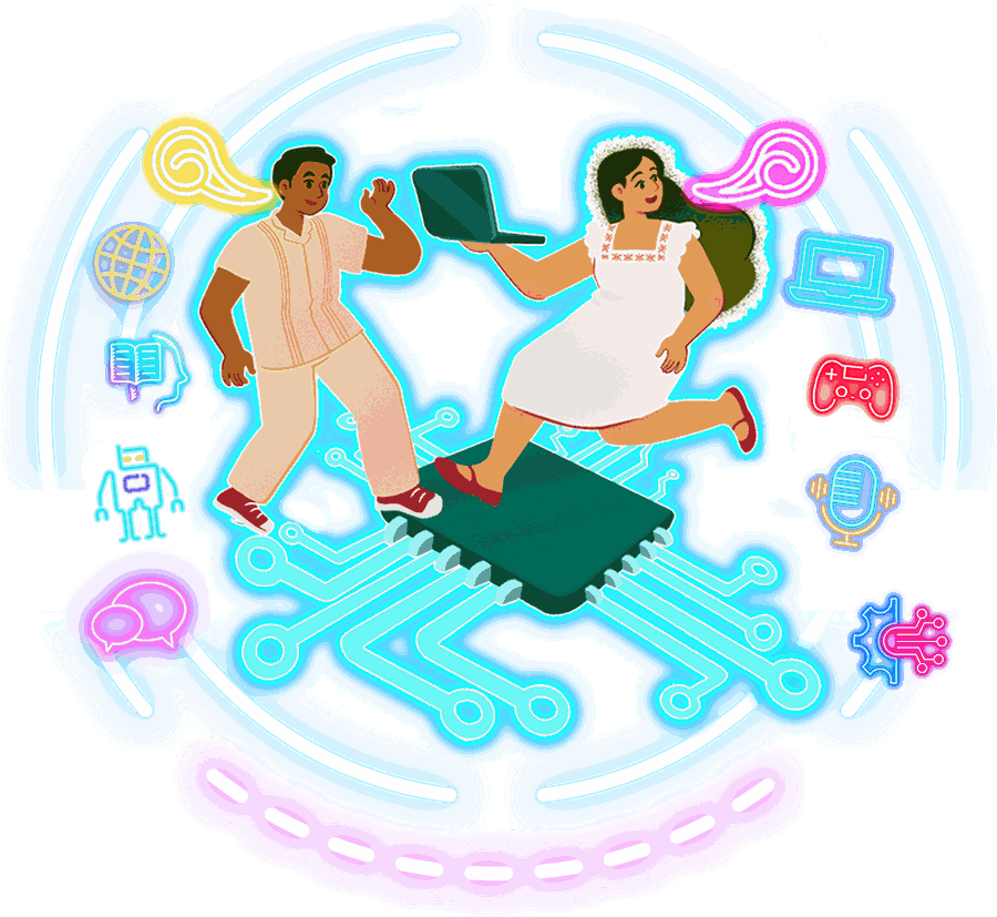 Ilustración de Expo Mayatek: tecnología y cultura maya conviviendo